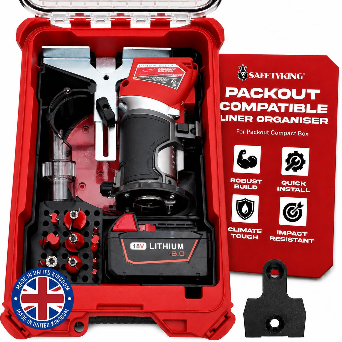 Milwaukee Packout Compatible Liner Organiser for Packout Compact Box (48-22-8435) – Precision Rigid Insert for M18 Fuel 2732-20 Compact Router & Accessories (Insert Only, Tools & Box Not Included)