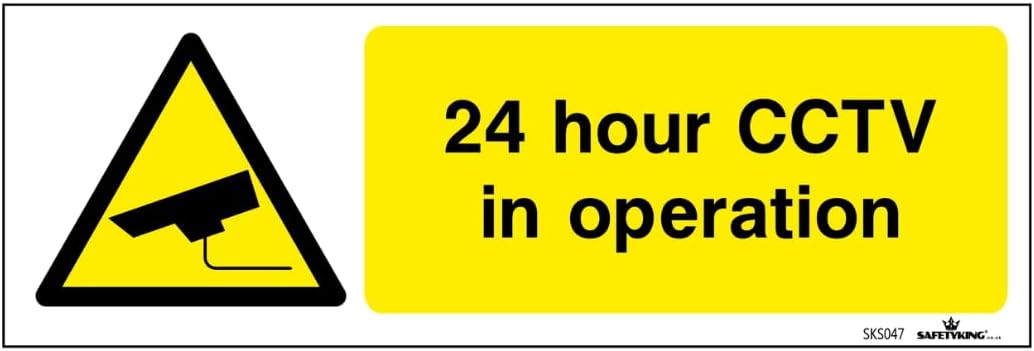 SAFETYKING® 4 PCS 4pc CCTV In Operation Sign Sticker 15mm x 5mm CCTV Sign Outdoor CCTV Stickers for Windows - CCTV Sticker Self Adhesive Vinyl CCTV Signs 24hr CCTV Warning Signs for Home CCTV Signage