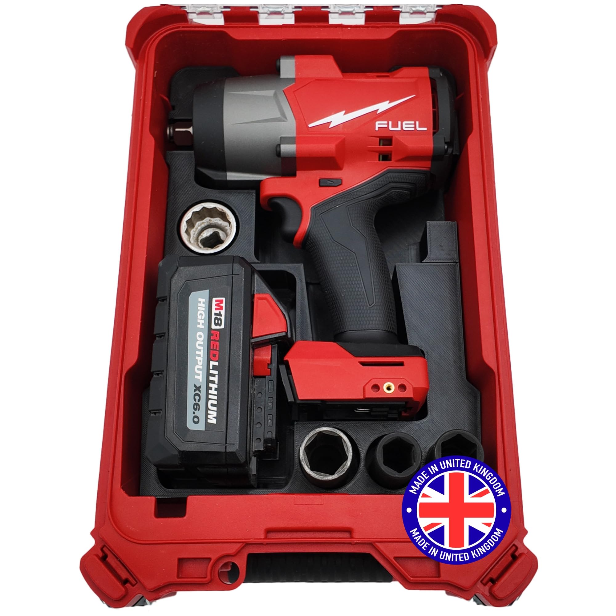 Milwaukee Packout Compatible Liner Organiser for Packout Compact Box (48-22-8435) – Precision Rigid Insert for M18 Fuel High Torque Impact Wrench Organizer (Insert Only, Tools & Box Not Included)