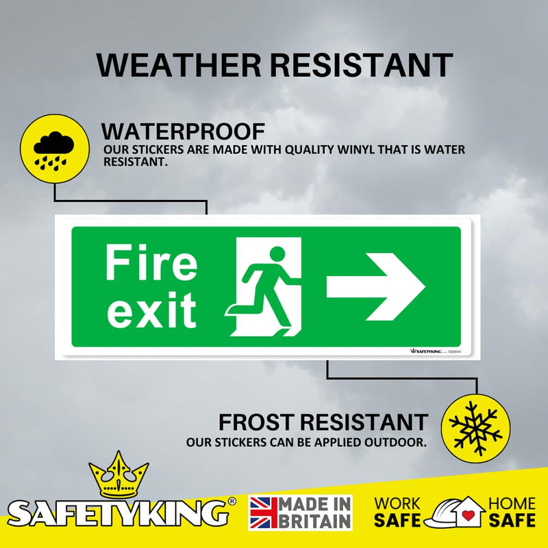 Load image into Gallery viewer, SAFETYKING® 16 Piece Fire Exit Signs | Running Man RightFire Exit Sign | 30 cm x 10 cm Self Adhesive Sticker | Fire Exit Signs | Fire Exit Stickers | Fire Exit Safety Pack | Running Man Fire Exit Sign