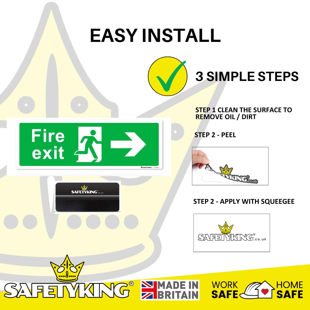 SAFETYKING® 16 Piece Fire Exit Signs | Running Man RightFire Exit Sign | 30 cm x 10 cm Self Adhesive Sticker | Fire Exit Signs | Fire Exit Stickers | Fire Exit Safety Pack | Running Man Fire Exit Sign