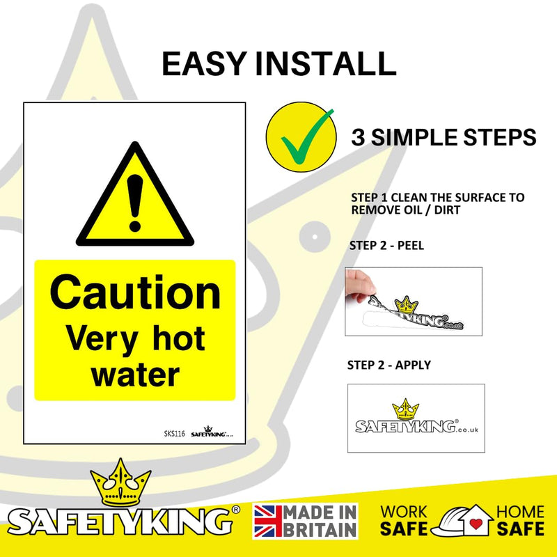 Load image into Gallery viewer, SAFETYKING® 12 x Caution Hot Water Stickers 68mm Diameter | Rectangle Caution Very Hot Water Stickers | Caution Hot Water Signs | Caution Hot Very Hot Water Signs | Hot Water Sticker