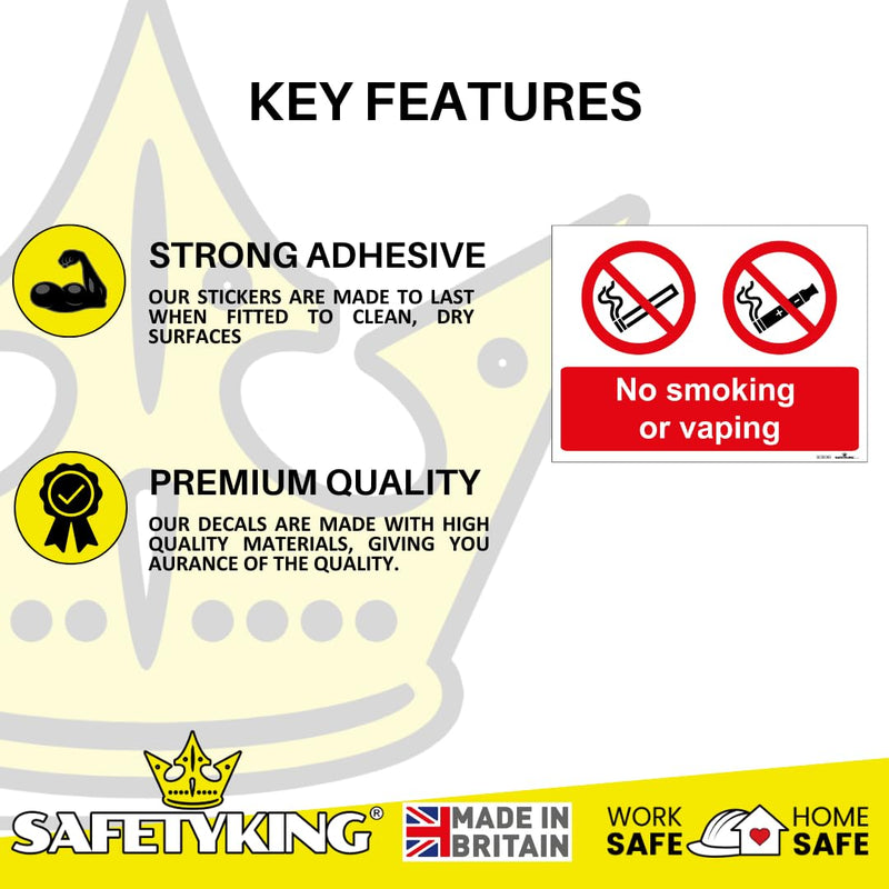 Load image into Gallery viewer, SAFETYKING® 5PCS 180cm x 135cm No Smoking No Vaping Sticker | No Smoking Sticker | No Vaping Sticker | No Smoking No Vaping Self Adhesive Sticker