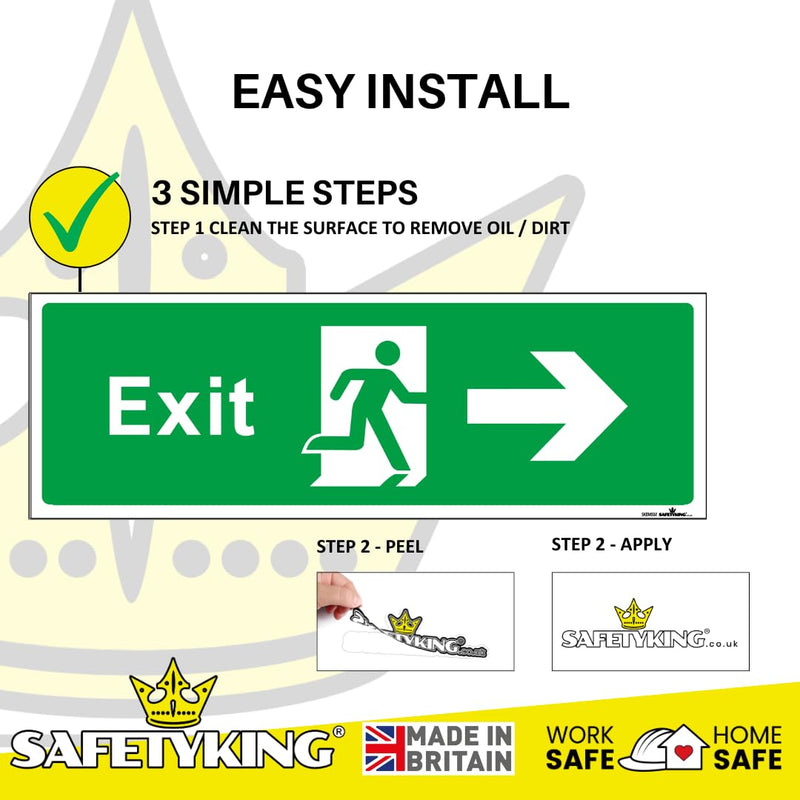 Load image into Gallery viewer, SAFETYKING® 5 Piece Fire Exit Sticker Running Man Right Sticker | 30 cm x 10 cm Self Adhesive Sticker | Fire Exit Signs | Fire Exit Stickers | Fire Exit Safety Pack | Running Man Fire Exit Signs