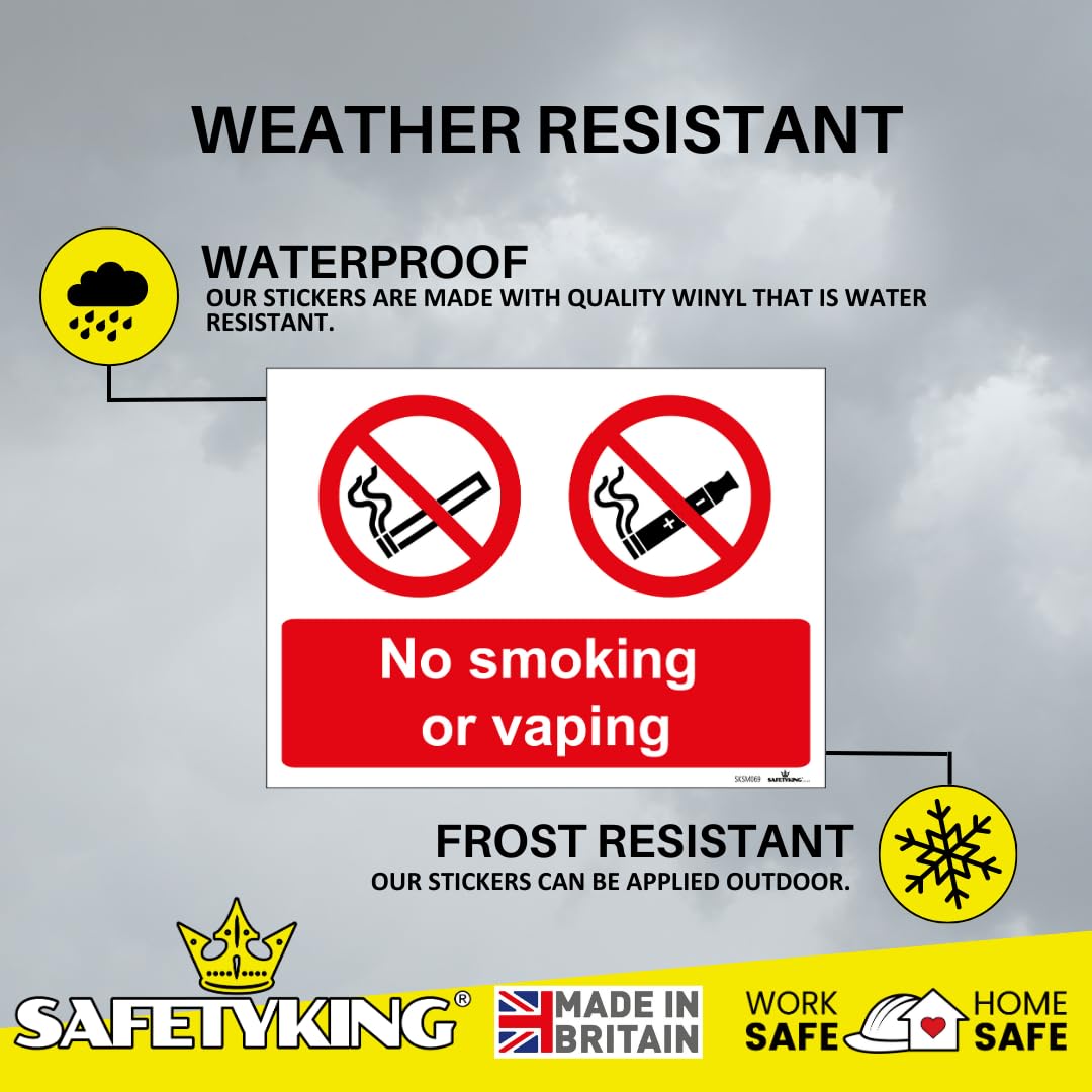 SAFETYKING® 6PCS 180cm x 135cm No Smoking No Vaping Self Adhesive Sticker