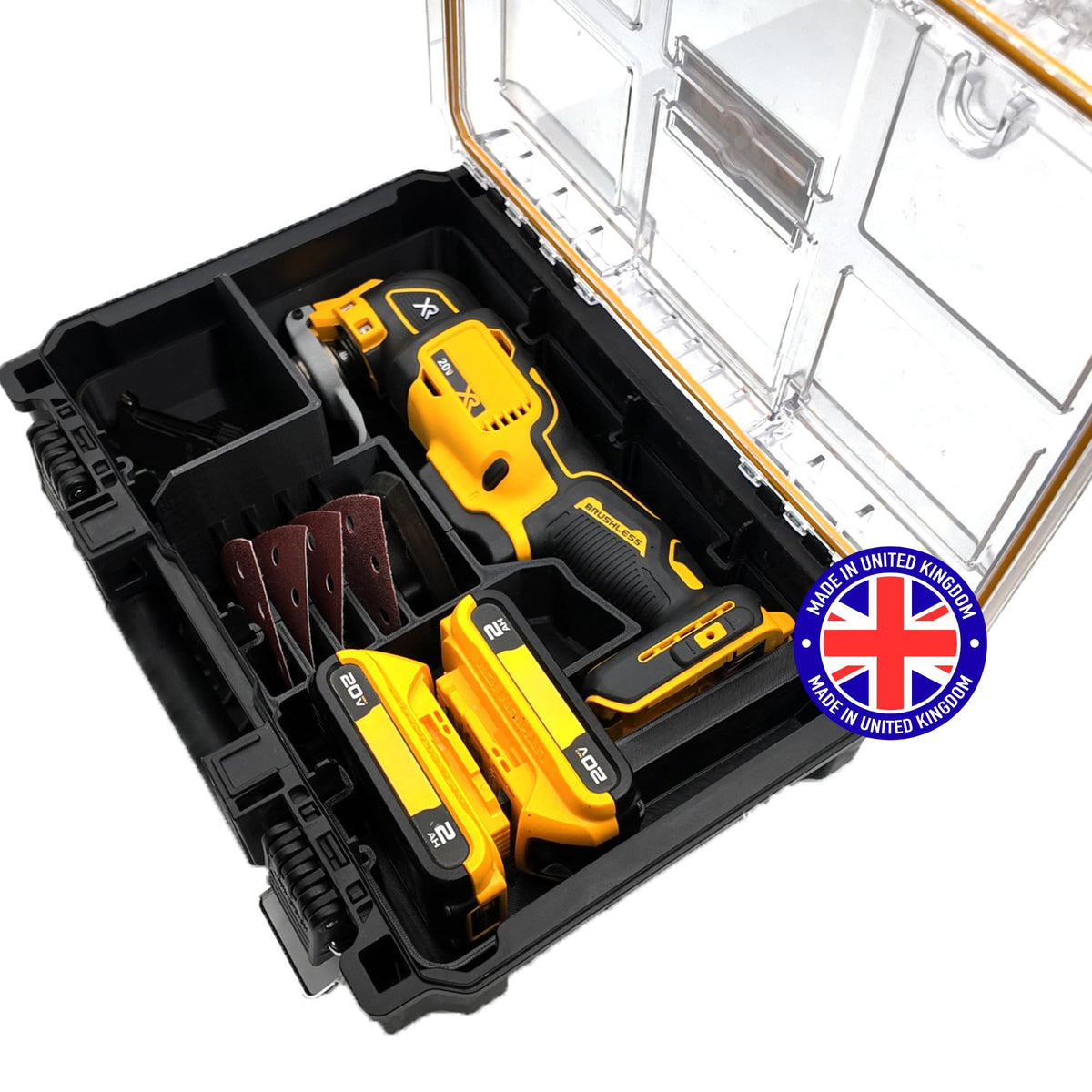 SAFETYKING® 20V Oscillating Multi-tool Organizer Compatible With Dewalt Tough System Deep Compact Organizer Precision Rigid Insert for Organizer (Insert Only, Tools Box Not Included)