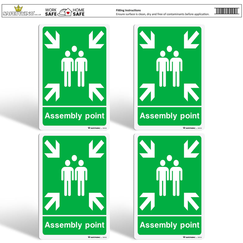 Load image into Gallery viewer, SAFETYKING® 4 pcs Fire Assembly Point Stickerss - L 30cm x W 20cm | Fire Fire Assembly Point Notice | Fire Assembly Point Sign | Fire Stickers | Fire Safety Signs