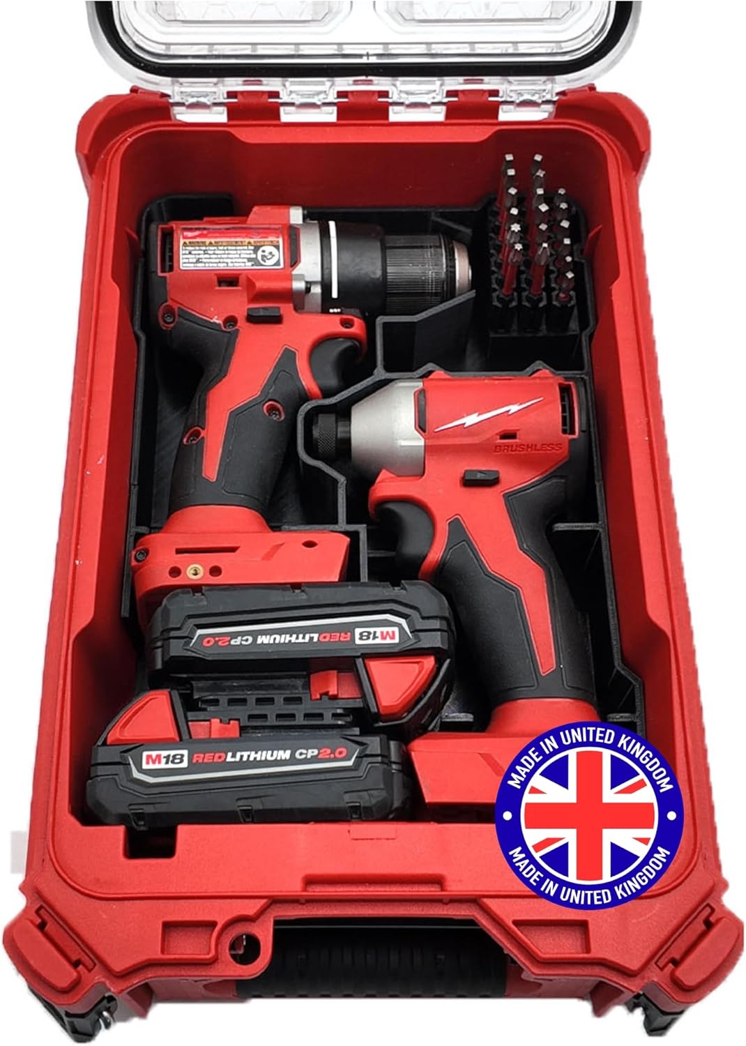 Milwaukee Packout Compatible Liner Organiser for Packout Compact Box (48-22-8435) – Precision Rigid Insert for M18 Drill Driver Organizer (Insert Only, Tools & Box Not Included)