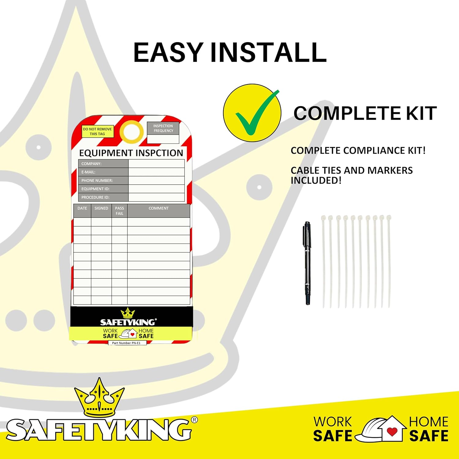 SAFETYKING® Asset Record Tags - 10 Robust Reusable Safety Inspection Tags