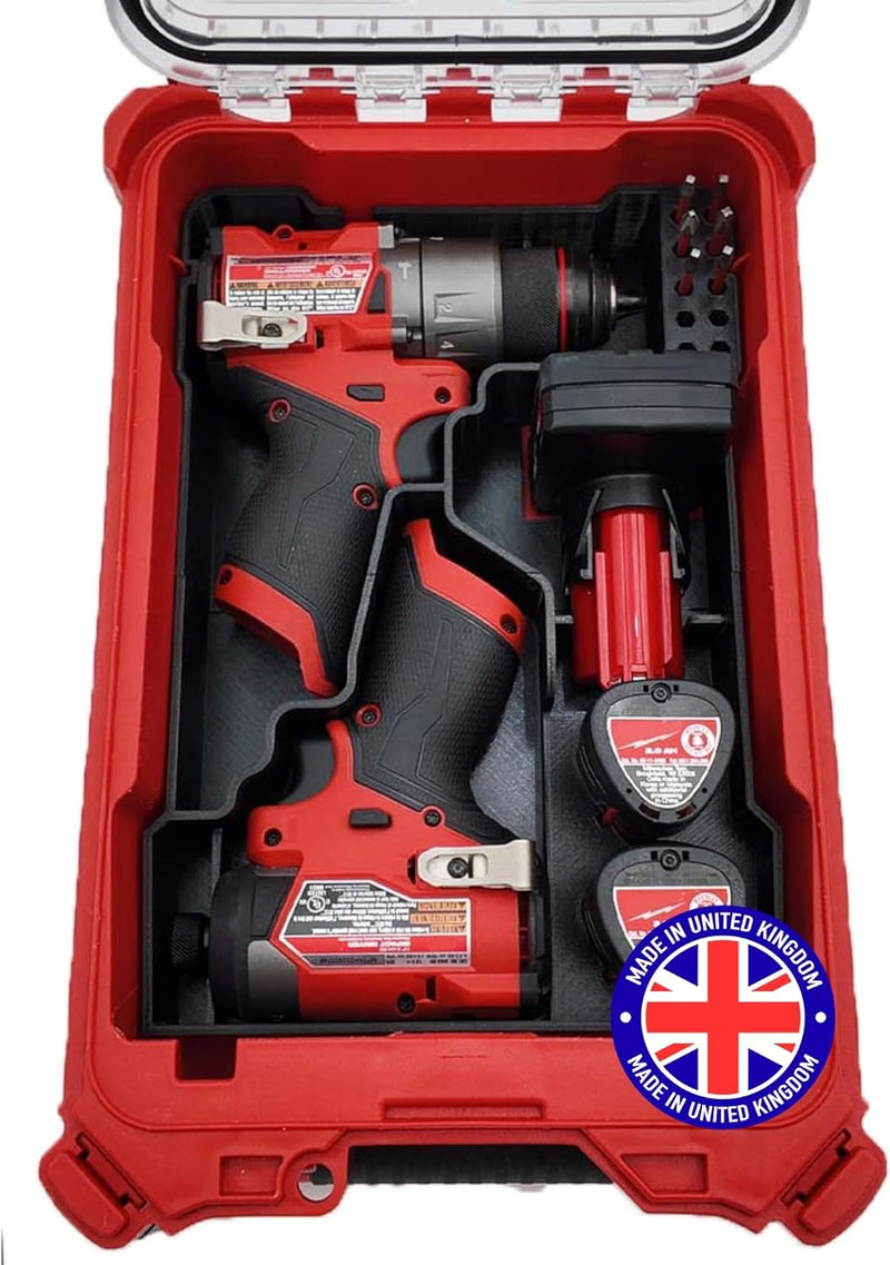 Load image into Gallery viewer, Milwaukee Packout Compatible Liner Organiser for Packout Compact Box (48-22-8435) – Precision Rigid Insert for M12 FUEL Drill Driver Organizer (Insert Only, Tools & Box Not Included)