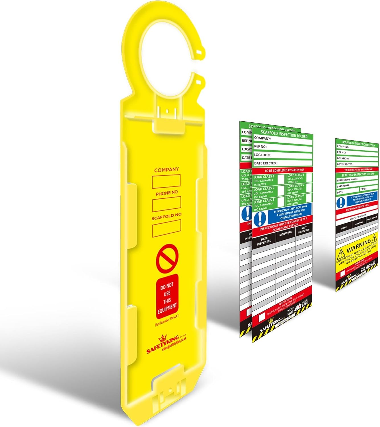 SAFETYKING® | Scaffold Inspection Tag 1 Holders - 2 Inserts | Scafftag Equipment Tag Kit | Robust Access quipment Tag | Scaffold Equipment Inspection Tag | Scallfod Record