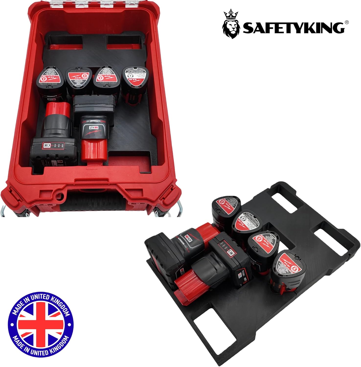 Milwaukee Packout Compatible Liner Organiser for Packout Compact Box (48-22-8435) – Precision Rigid Insert for M12 Mixed Battery Organizer (Insert Only, Tools & Box Not Included)