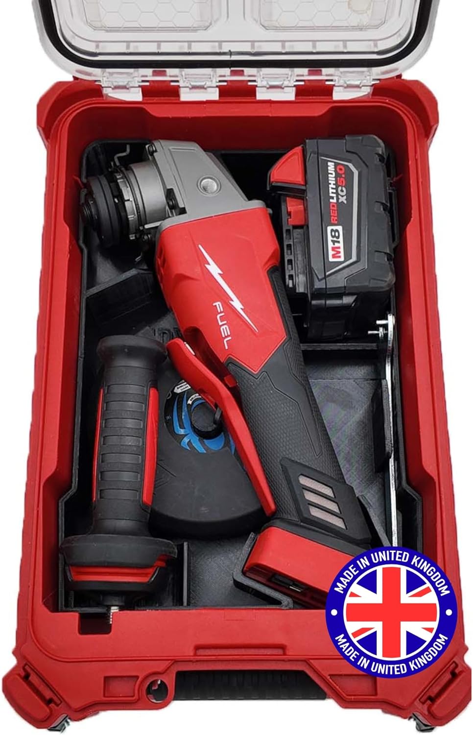 Milwaukee Packout Compatible Liner Organiser for Packout Compact Box (48-22-8435) – Precision Rigid Insert for M18 Grinder Organizer for Milwaukee Compact (Insert Only, Tools & Box Not Included)