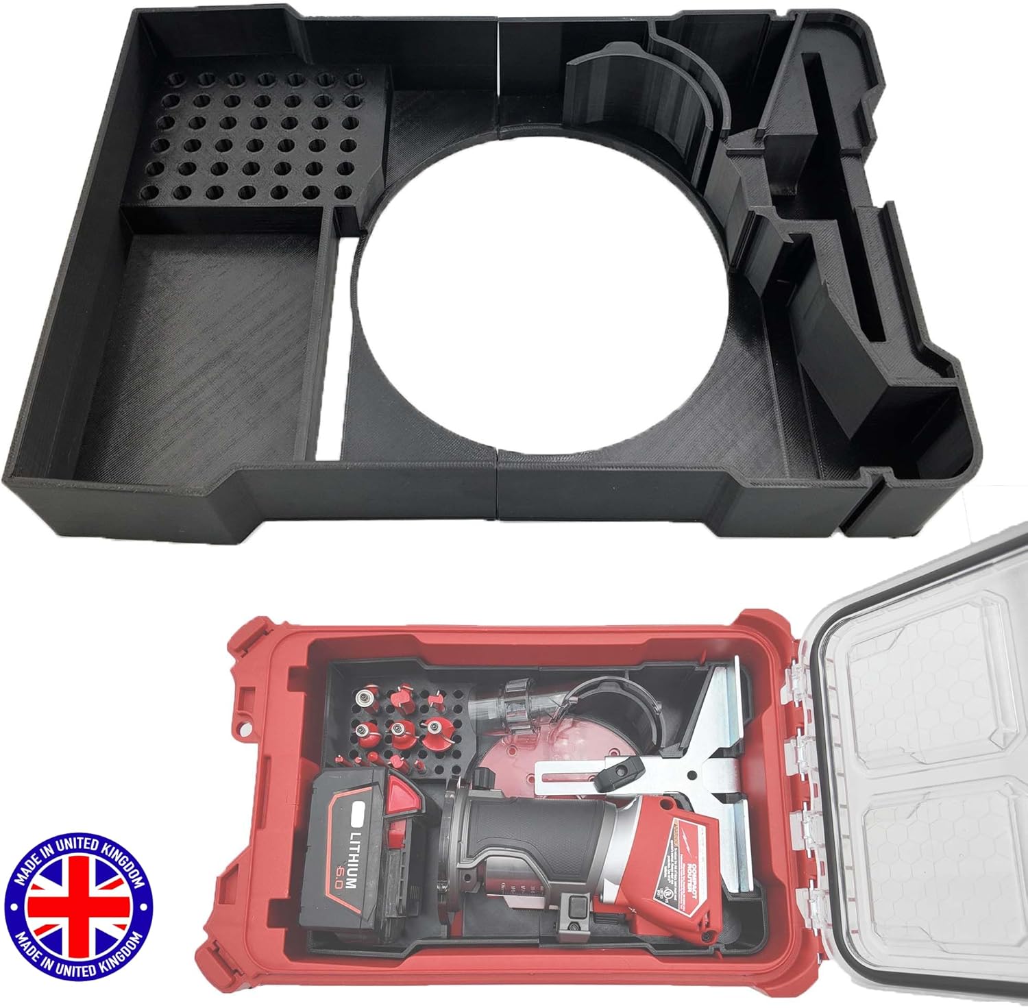 Milwaukee Packout Compatible Liner Organiser for Packout Compact Box (48-22-8435) – Precision Rigid Insert for M18 FUEL 2732-20 Compact Router & Accessories (Insert Only, Tools & Box Not Included)