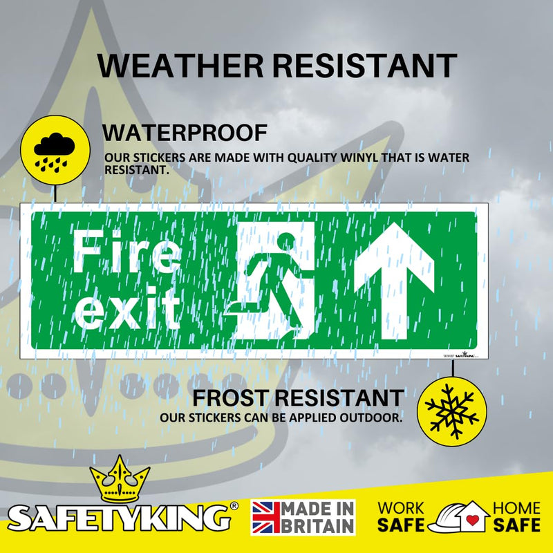 Load image into Gallery viewer, SAFETYKING® 1 Piece Fire Exit Sticker Running Man Up Sticker | 30 cm x 10 cm Self Adhesive Sticker | Fire Exit Signs | Fire Exit Stickers | Fire Exit Safety Pack | Running Man Fire Exit Signs