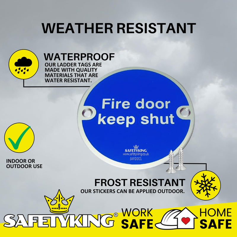 Load image into Gallery viewer, SAFETYKING® 10 x Fire Door Keep Shut Discs 76mm Diameter x 1mm Deep | Fire Door Keep Shut Sign | Fire Door Stickers | Fire Door Signs | Fire Door Keep Shut