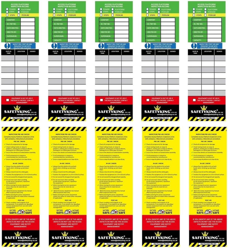 Load image into Gallery viewer, 10 Access Equipment Tag Inserts - High Visibility Access Equipment Inspection Tag Inserts
