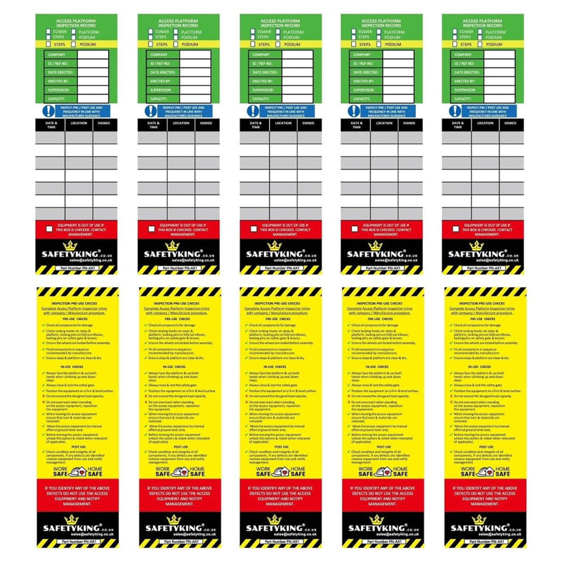 Load image into Gallery viewer, Safety King 10 Access Equipment Tag Inserts - High Visibility Access Equipment Inspection Tag Inserts