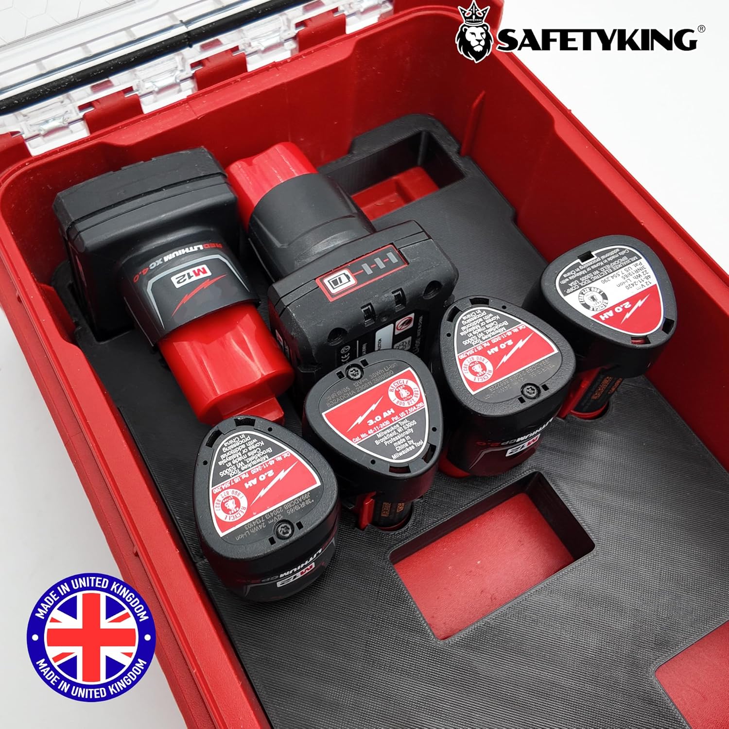 Milwaukee Packout Compatible Liner Organiser for Packout Compact Box (48-22-8435) – Precision Rigid Insert for M12 Mixed Battery Organizer (Insert Only, Tools & Box Not Included)