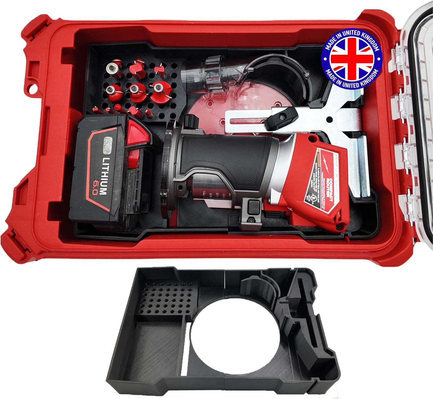 Milwaukee Packout Compatible Liner Organiser for Packout Compact Box (48-22-8435) – Precision Rigid Insert for M18 FUEL 2732-20 Compact Router & Accessories (Insert Only, Tools & Box Not Included)