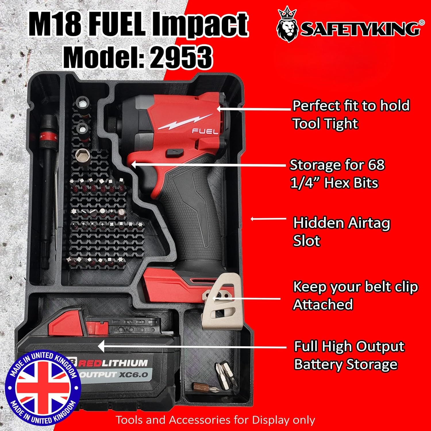 Milwaukee Packout Compatible Liner Organiser for Packout Compact Box (48-22-8435) – Precision Rigid Insert for M18 Fuel 1/4 Hex Impact Driver Organizer (Insert Only, Tools & Box Not Included)