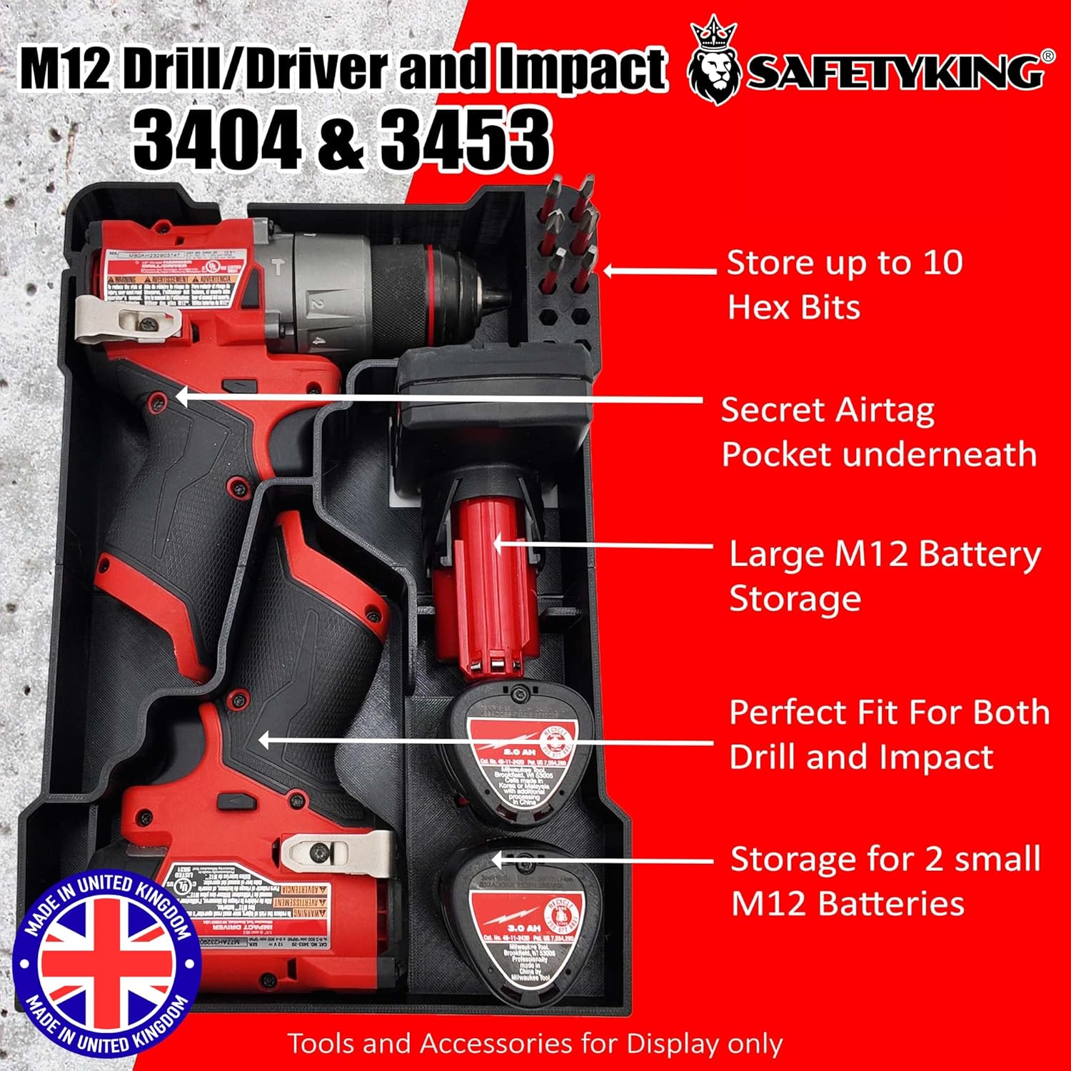Milwaukee Packout Compatible Liner Organiser for Packout Compact Box (48-22-8435) – Precision Rigid Insert for M12 FUEL Drill Driver Organizer (Insert Only, Tools & Box Not Included)