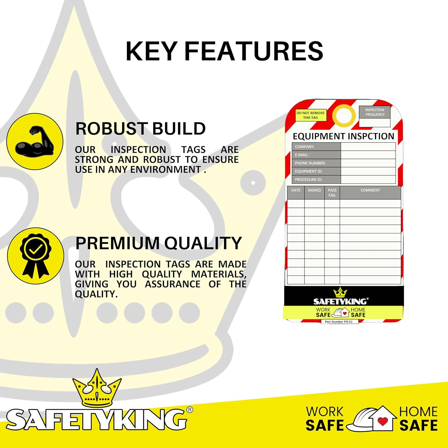 SAFETYKING® Asset Record Tags - 10 Robust Reusable Safety Inspection Tags