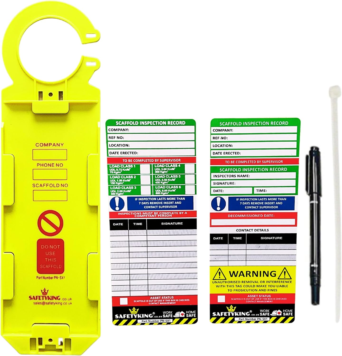SAFETYKING® | Scaffold Inspection Tag 1 Holders - 2 Inserts | Scafftag Equipment Tag Kit | Robust Access quipment Tag | Scaffold Equipment Inspection Tag | Scallfod Record
