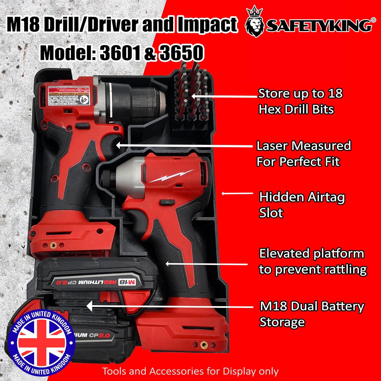 Milwaukee Packout Compatible Liner Organiser for Packout Compact Box (48-22-8435) – Precision Rigid Insert for M18 Drill Driver Organizer (Insert Only, Tools & Box Not Included)