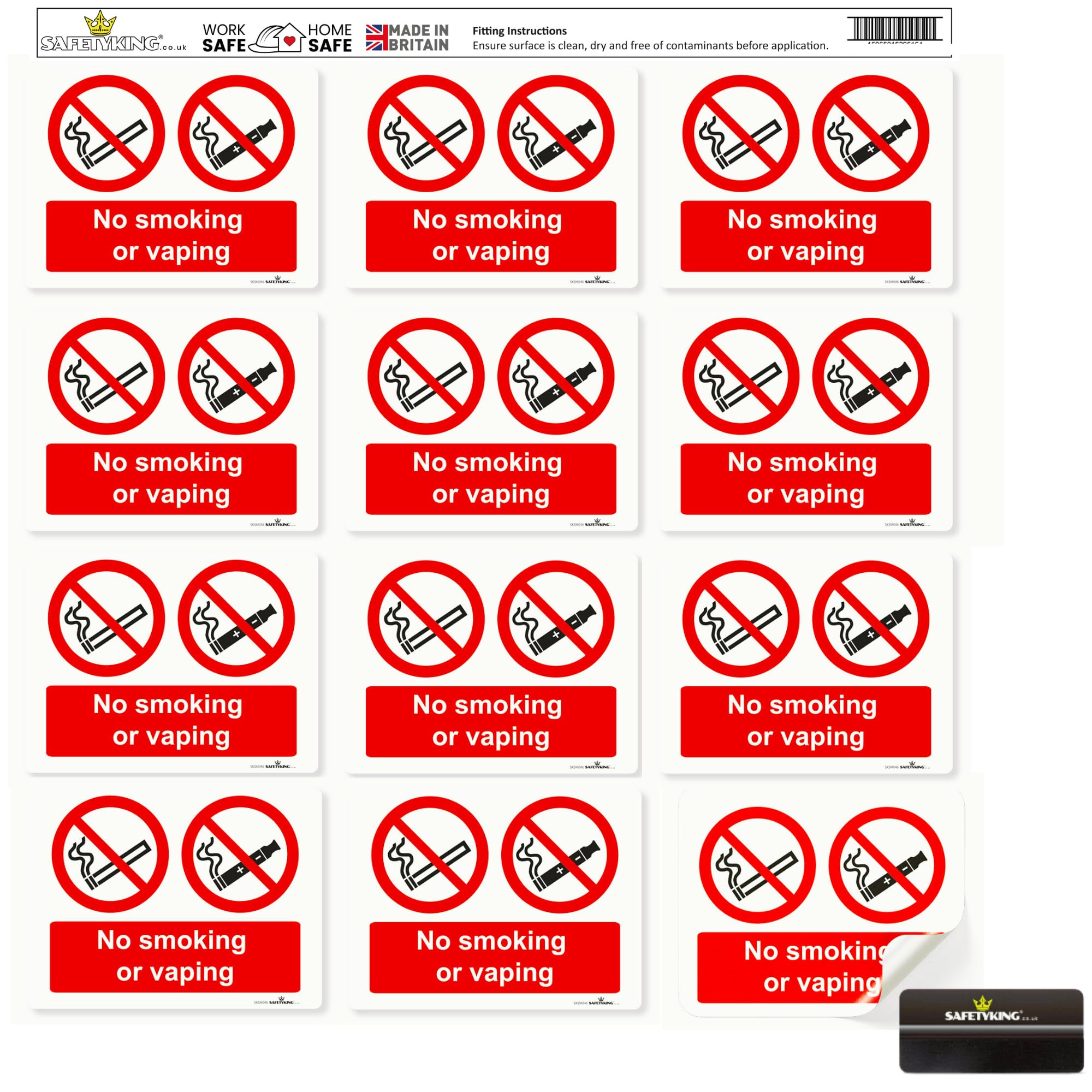 SAFETYKING® 13PCS 180cm x 135cm No Smoking No Vaping Sticker