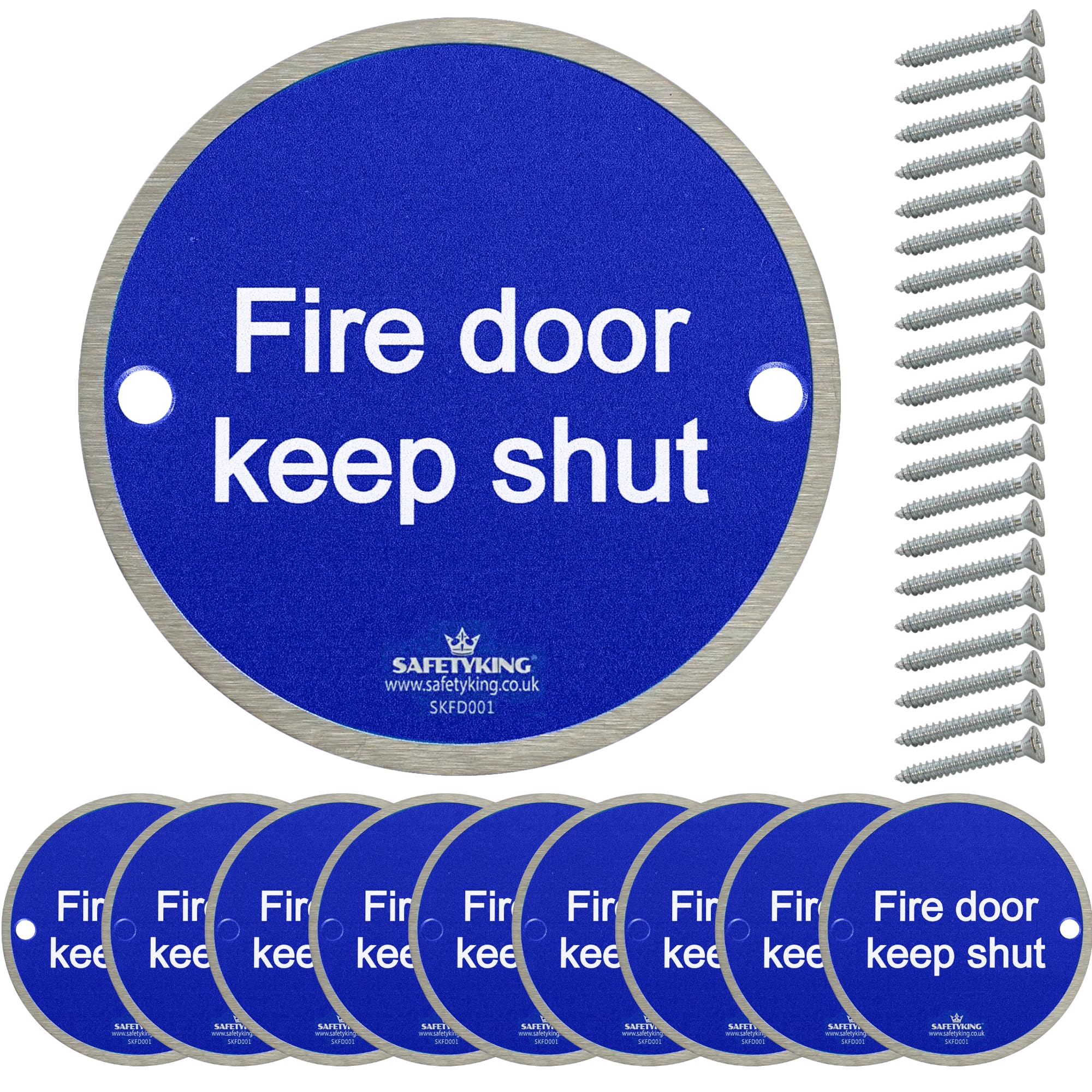SAFETYKING® 10 x Fire Door Keep Shut Discs 76mm Diameter x 1mm Deep | Fire Door Keep Shut Sign | Fire Door Stickers | Fire Door Signs | Fire Door Keep Shut