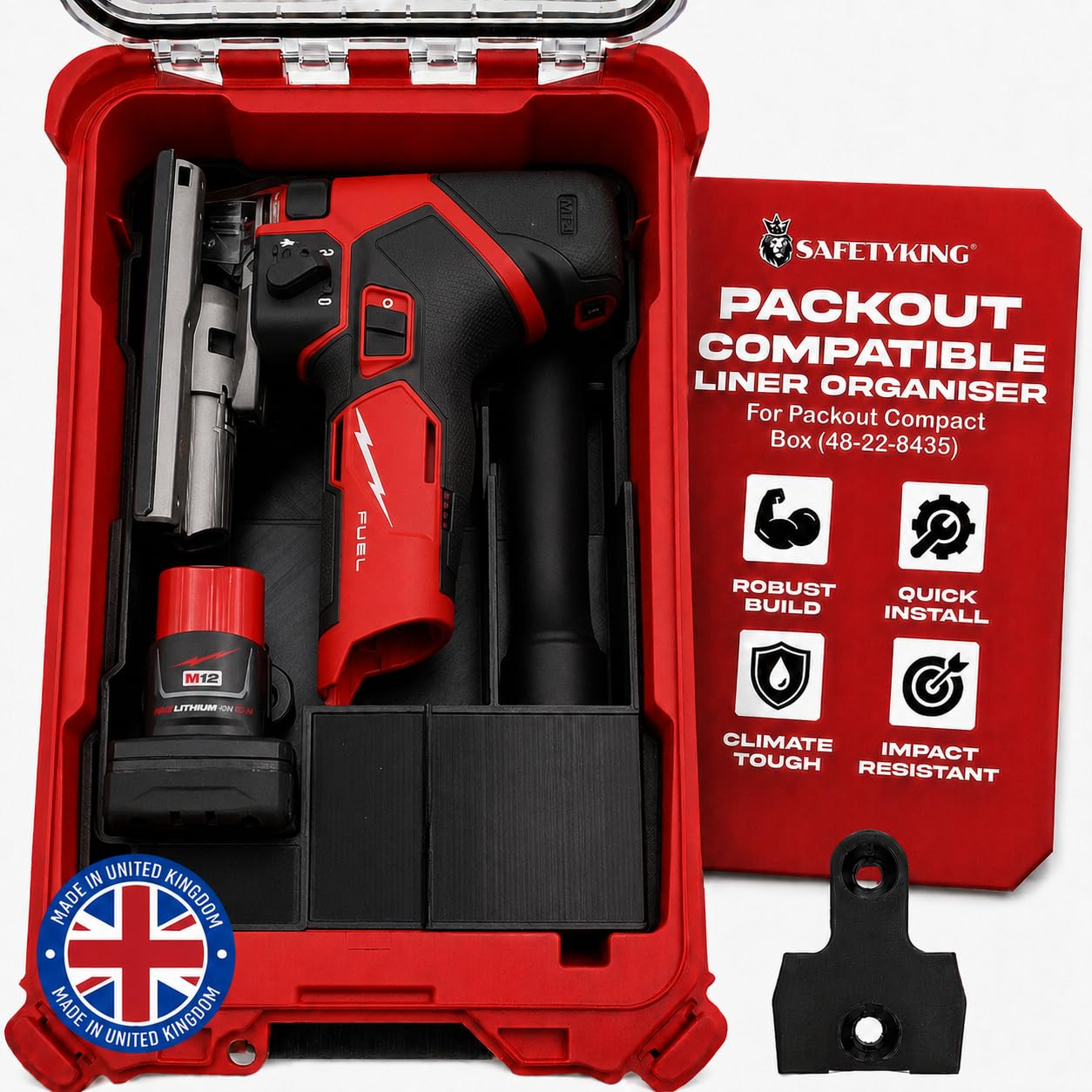 SAFETYKING Precision Rigid Insert for M12 FUEL Jigsaw Organizer - Compatible with Packout Liner Organiser for Packout Compact Box (48-22-8435) – (Insert Only, Tools & Box Not Included)