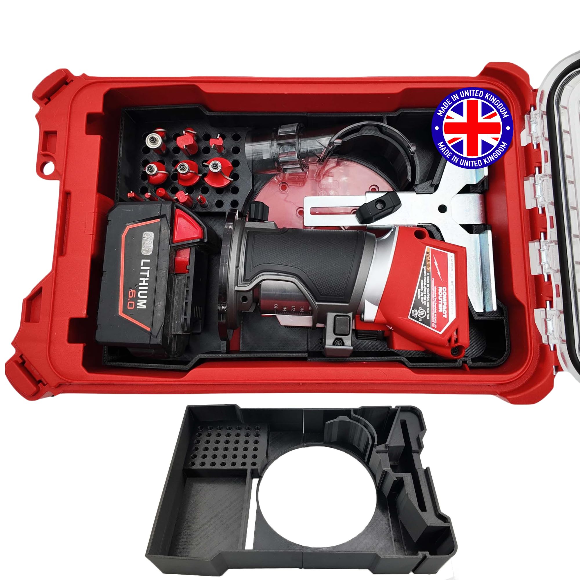 Milwaukee Packout Compatible Liner Organiser for Packout Compact Box (48-22-8435) – Precision Rigid Insert for M18 Fuel 2732-20 Compact Router & Accessories (Insert Only, Tools & Box Not Included)