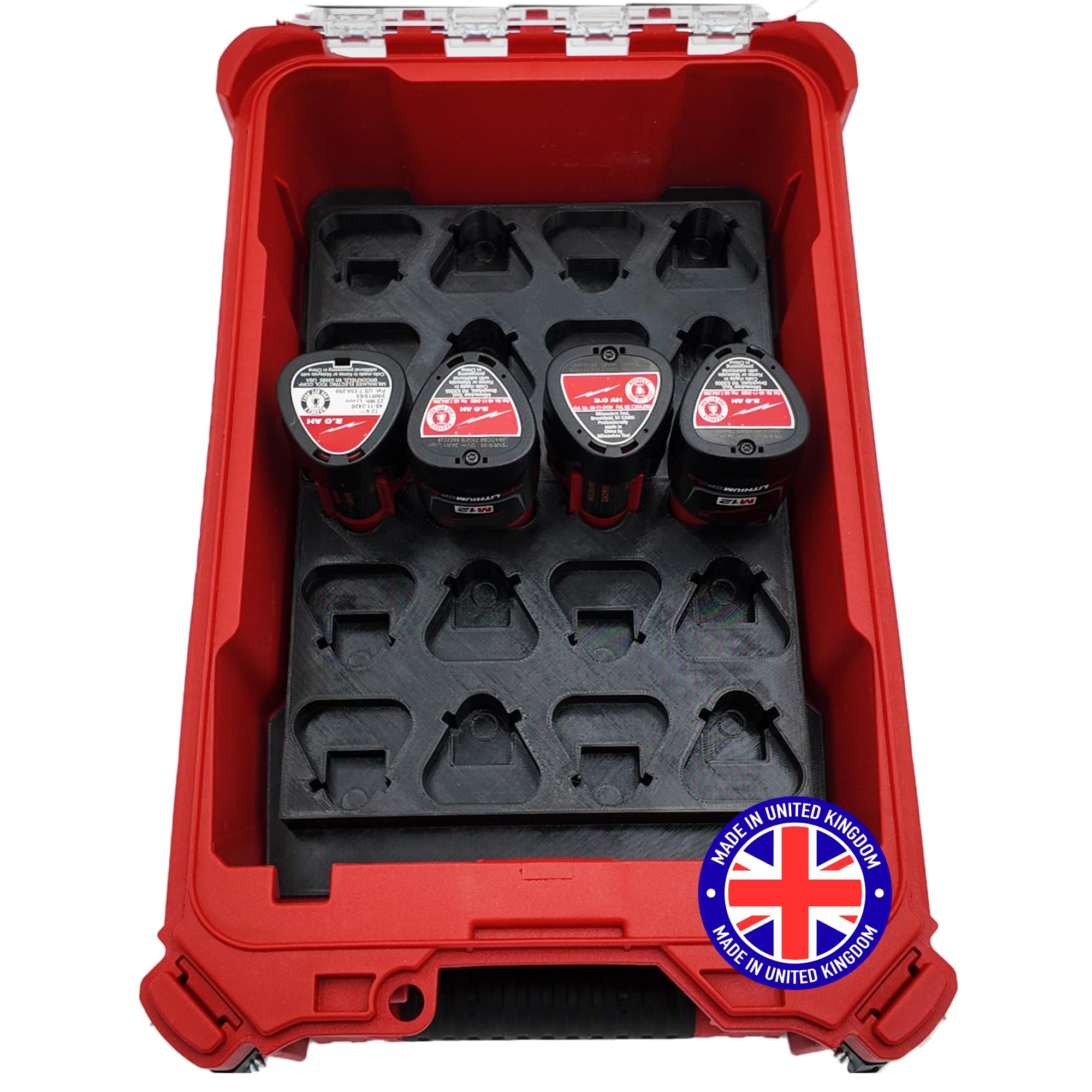 Milwaukee Packout Compatible Liner Organiser for Packout Compact Box (48-22-8435) – Precision Rigid Insert for M12 Small Battery Organizer (Insert Only, Tools & Box Not Included)
