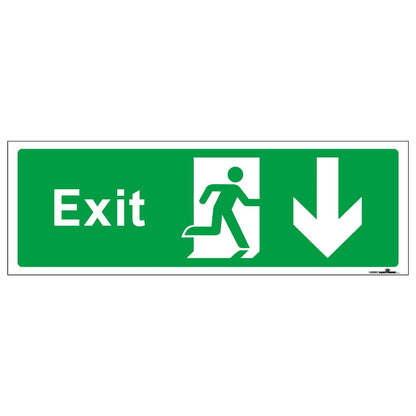 SAFETYKING® 1 Piece Fire Exit Sticker Running Man Down Sticker | 30 cm x 10 cm Self Adhesive Sticker | Fire Exit Signs | Fire Exit Stickers | Fire Exit Safety Pack | Running Man Fire Exit Signs