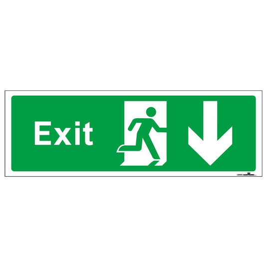 SAFETYKING® 1 Piece Fire Exit Sticker Running Man Down Sticker | 30 cm x 10 cm Self Adhesive Sticker | Fire Exit Signs | Fire Exit Stickers | Fire Exit Safety Pack | Running Man Fire Exit Signs