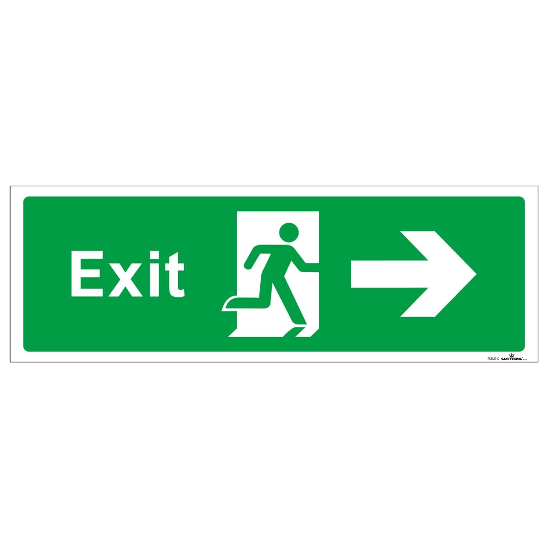SAFETYKING® 1 Piece Fire Exit Sticker Running Man Right Sticker | 30 cm x 10 cm Self Adhesive Sticker | Fire Exit Signs | Fire Exit Stickers | Fire Exit Safety Pack | Running Man Fire Exit Signs