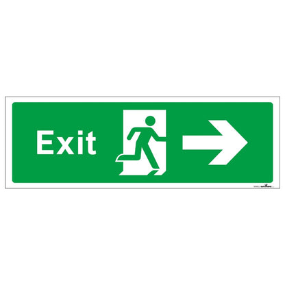 SAFETYKING® 1 Piece Fire Exit Sticker Running Man Right Sticker | 30 cm x 10 cm Self Adhesive Sticker | Fire Exit Signs | Fire Exit Stickers | Fire Exit Safety Pack | Running Man Fire Exit Signs