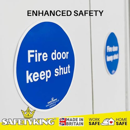 SAFETYKING® 16 x Fire Door Keep Shut Stickers 78mm Diameter