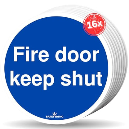 SAFETYKING® 16 x Fire Door Keep Shut Stickers 78mm Diameter