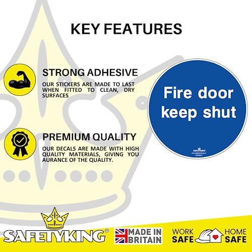 SAFETYKING® 16 x Fire Door Keep Shut Stickers 78mm Diameter