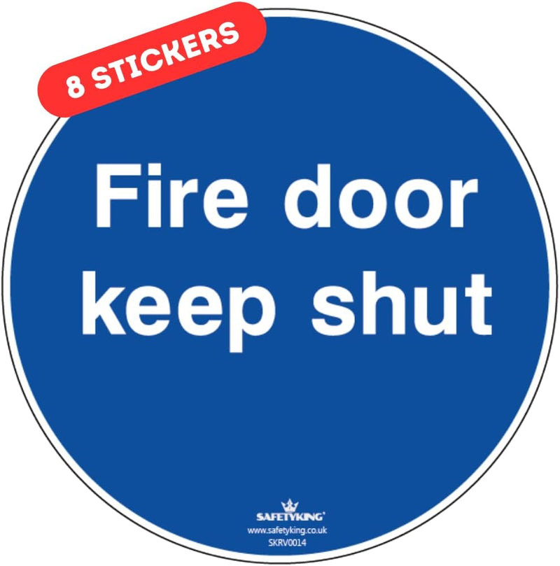 Load image into Gallery viewer, SAFETYKING® 8 x Fire Door Keep Shut Stickers 78mm Diameter | Fire Door Keep Shut Sign | Fire Door Stickers | Fire Door Signs | Fire Door Keep Shut
