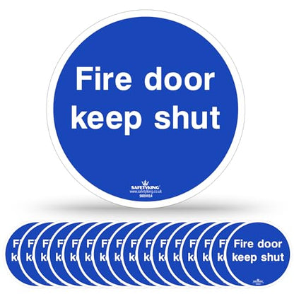 SAFETYKING® 16 x Fire Door Keep Shut Stickers 78mm Diameter
