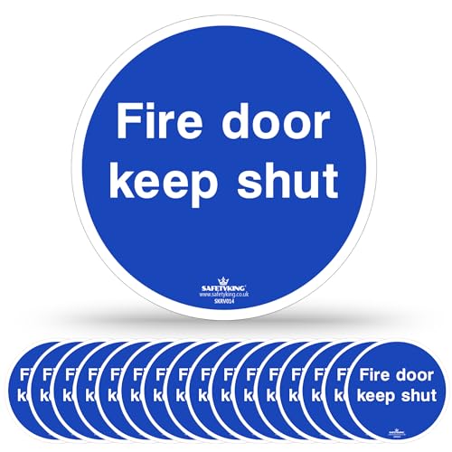 SAFETYKING® 16 x Fire Door Keep Shut Stickers 78mm Diameter