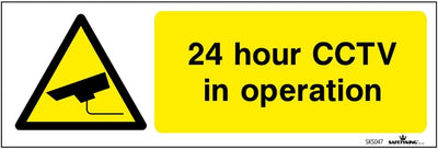SAFETYKING® 4 PCS 4pc CCTV In Operation Sign Sticker 15mm x 5mm CCTV Sign Outdoor CCTV Stickers for Windows - CCTV Sticker Self Adhesive Vinyl CCTV Signs 24hr CCTV Warning Signs for Home CCTV Signage