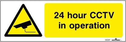 SAFETYKING® 4 PCS 4pc CCTV In Operation Sign Sticker 15mm x 5mm CCTV Sign Outdoor CCTV Stickers for Windows - CCTV Sticker Self Adhesive Vinyl CCTV Signs 24hr CCTV Warning Signs for Home CCTV Signage