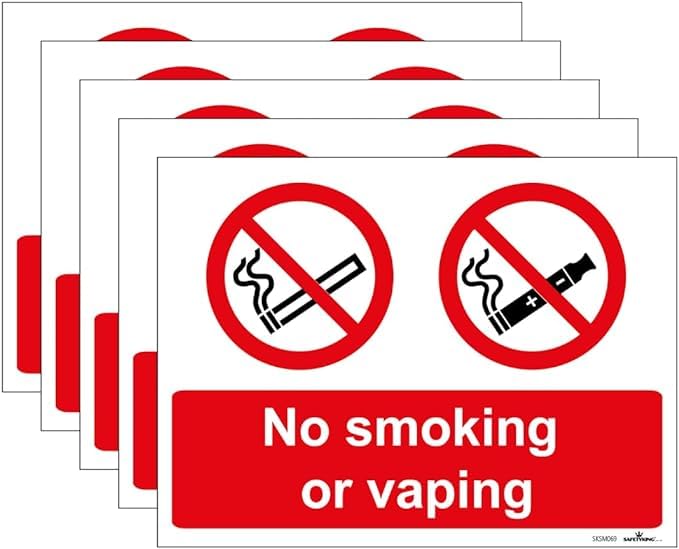 SAFETYKING® 5PCS 180cm x 135cm No Smoking No Vaping Sticker | No Smoking Sticker | No Vaping Sticker | No Smoking No Vaping Self Adhesive Sticker