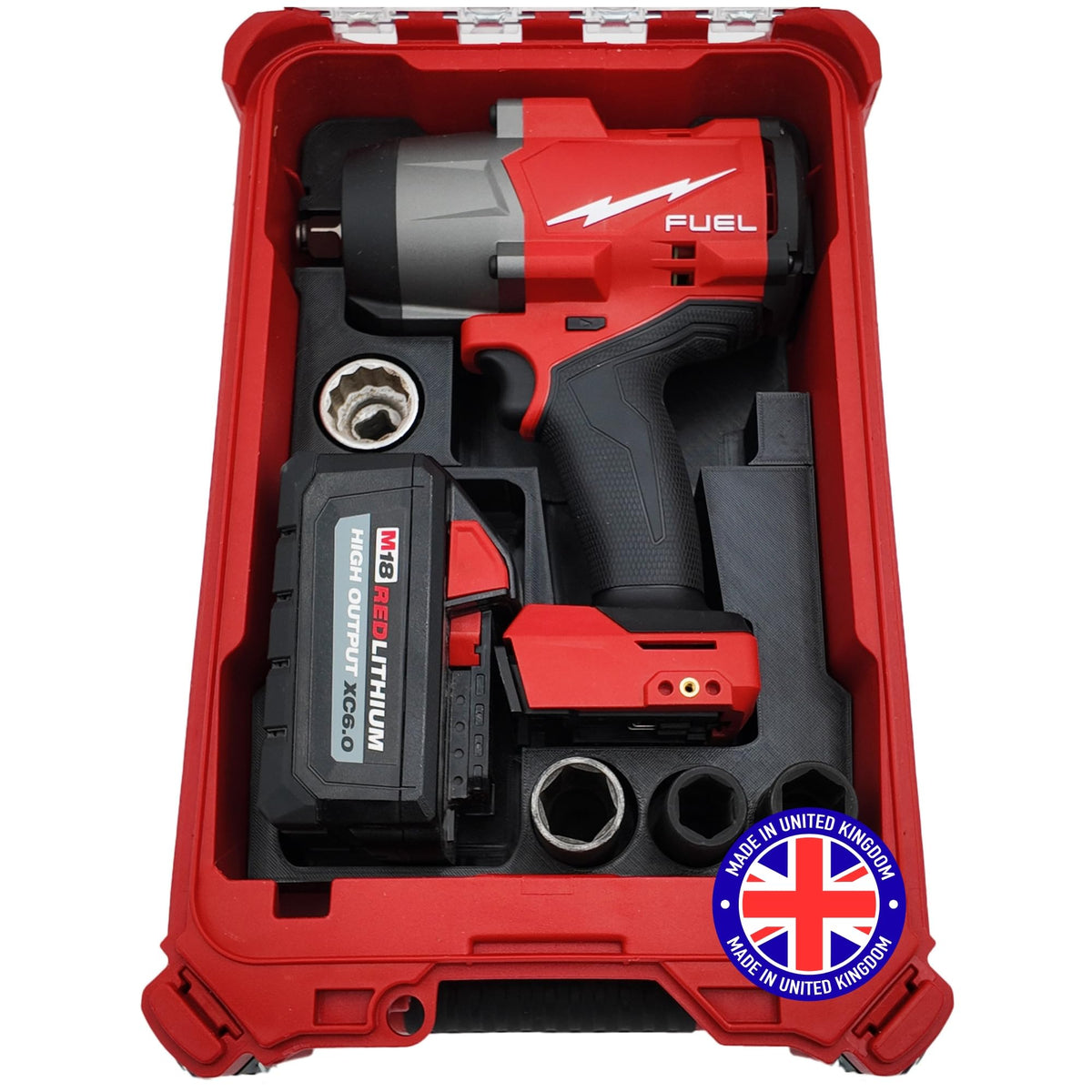 Milwaukee Packout Compatible Liner Organiser for Packout Compact Box (48-22-8435) – Precision Rigid Insert for M18 Fuel High Torque Impact Wrench Organizer (Insert Only, Tools & Box Not Included)