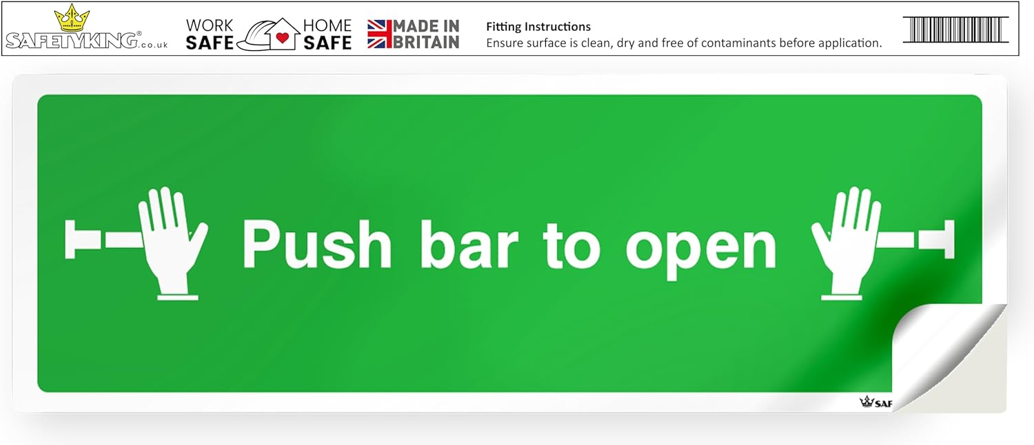 SAFETYKING® Fire Exit Sticker Arrows (Push Bar)