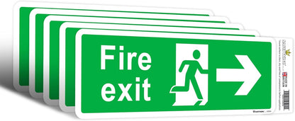 SAFETYKING® 5 Piece Fire Exit Sticker Running Man Right Sticker | 30 cm x 10 cm Self Adhesive Sticker | Fire Exit Signs | Fire Exit Stickers | Fire Exit Safety Pack | Running Man Fire Exit Signs